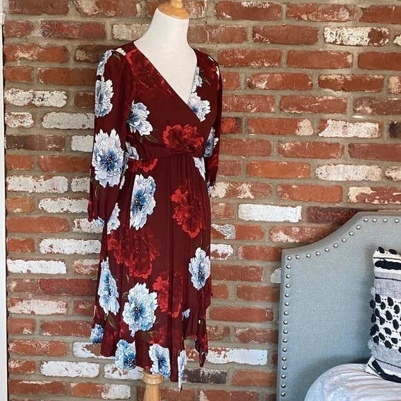 Tracy Reese Aleah Red Floral Midi Dress for Anthropologie XXSP - Picture 3 of 8